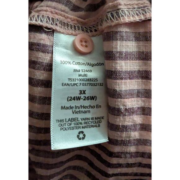 Terra & And Sky Shirt Womens Plus Size 3X 24W 26W Top Pink Purple Ruffle Front - Picture 5 of 5